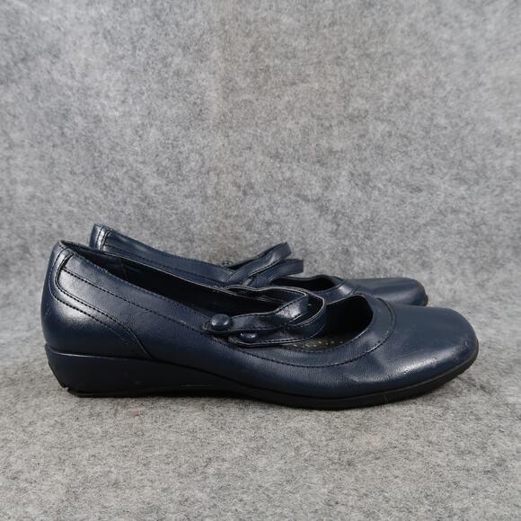 Croft & Barrow Shoes Womens 6.5 Casual Mary Jane Clare Navy Slip On Low Wedge - Picture 1 of 12